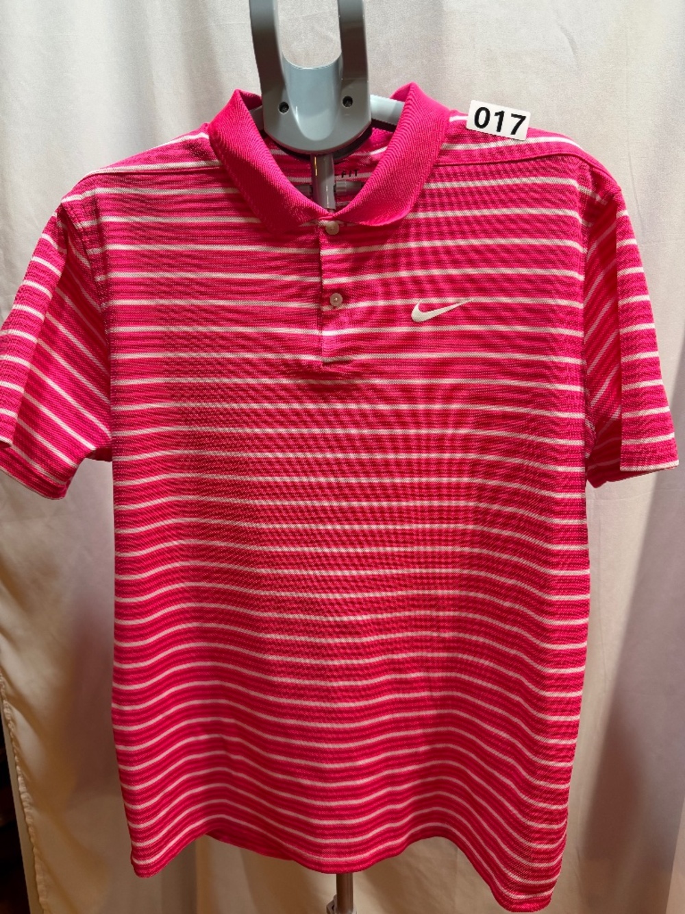 Nike Golf Dri-FIT Victory Striped Polo Shirt - Pink & White - Men's XL (NWOT)